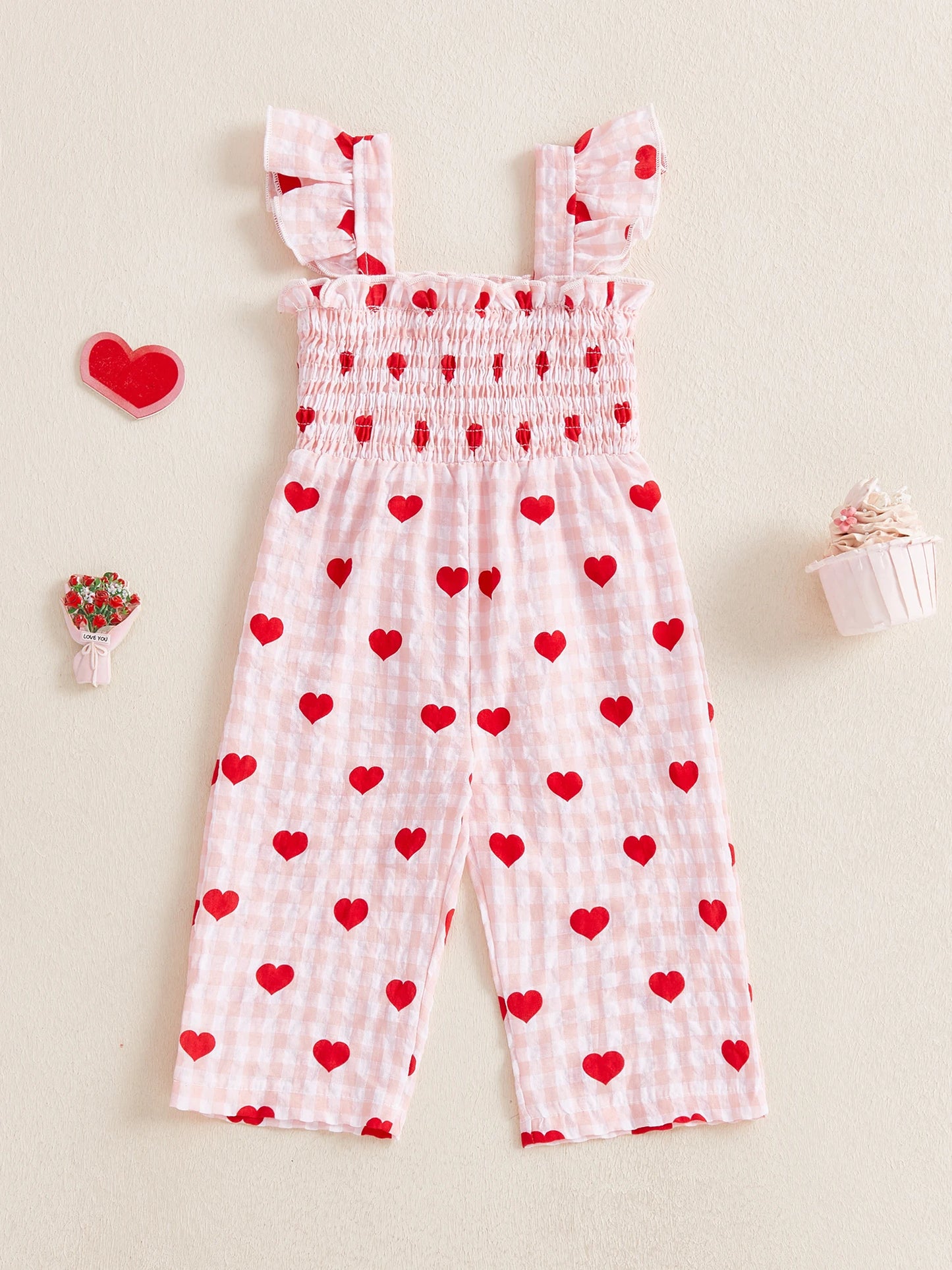 Combinaison bébé à cœurs – Fille (1–3 ans)