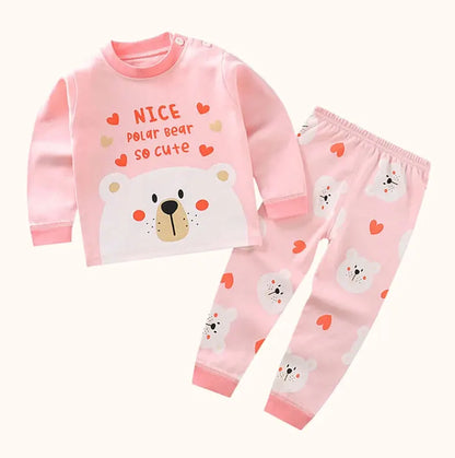 Pyjama Enfant Coton 2 Pièces – Haut Manches Longues + Pantalon (Unisexe, 4–6 ans)
