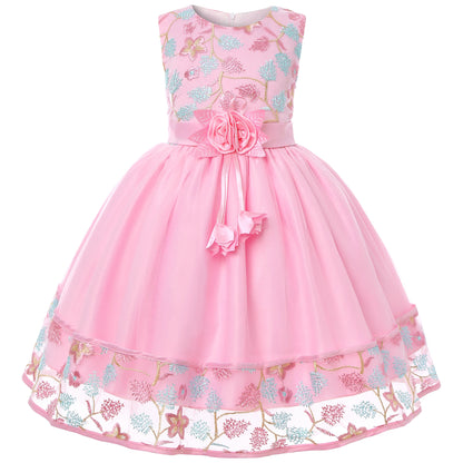 Robe Princesse Fille en Tulle Brodé – Cérémonie, Anniversaire, Mariage & Noël (2–10 ans)