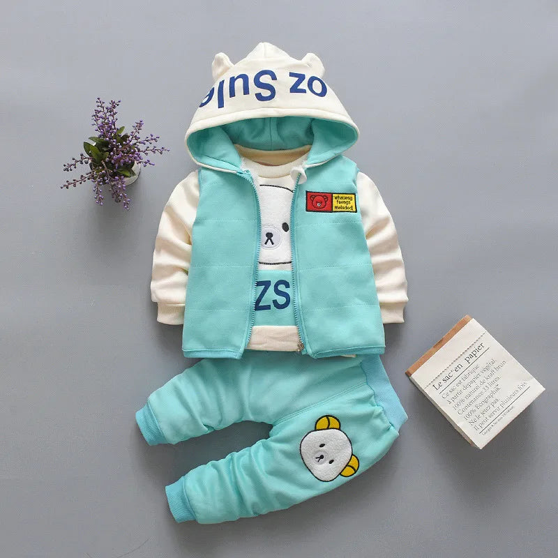 Ensemble Enfant Automne-Hiver – Gilet à Capuche Épais & Tenue Confort