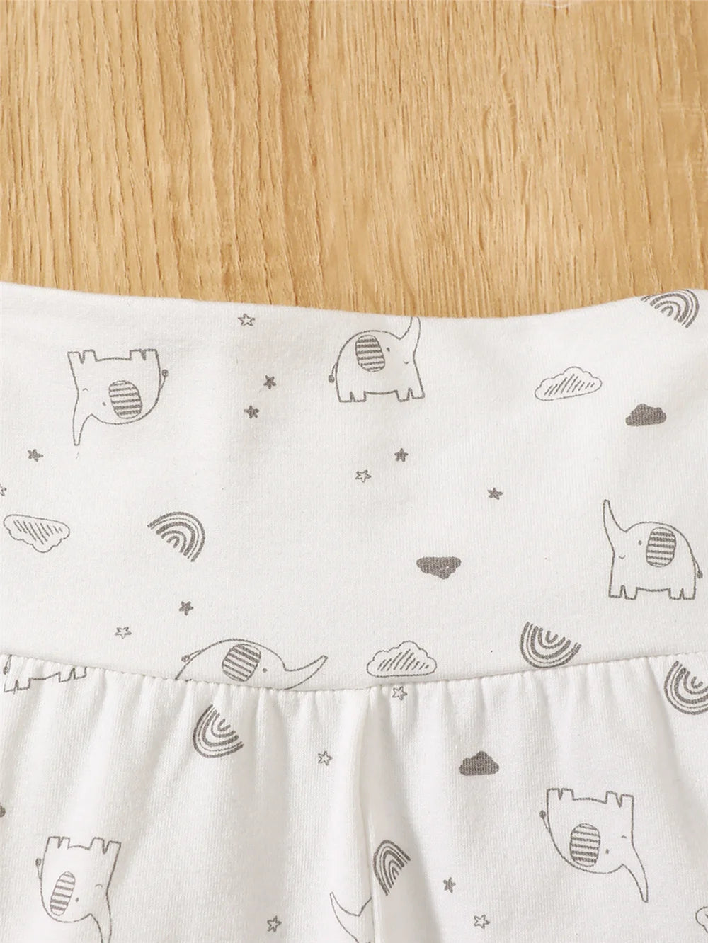 Ensemble Naissance 3 Pièces Unisexe – Coton Peigné, Haut + Pantalon + Bonnet (0–12 mois) – Motif Éléphant