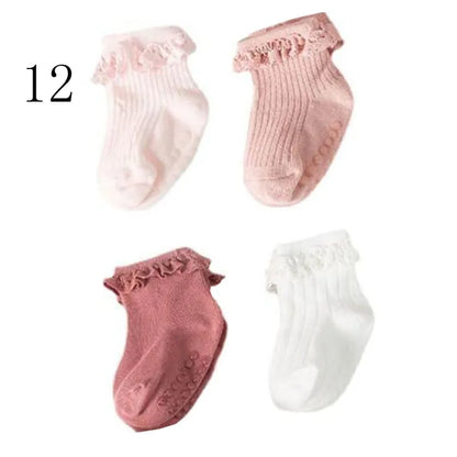Lot de 4 Chaussettes Bébé Antidérapantes – Douces & Chaudes