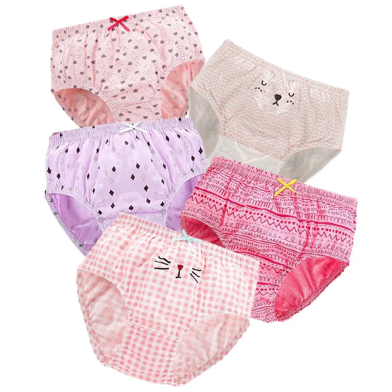 Lot de Sous-Vêtements Fille 100% Coton – Motifs Chats Mignons & Confort Doux