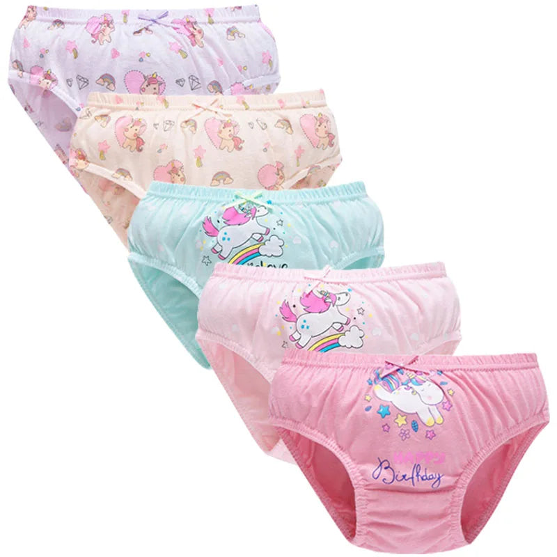 Lot de 5 culottes en coton pour filles (2–14 ans) – Sous-vêtements doux, confortables et respirants