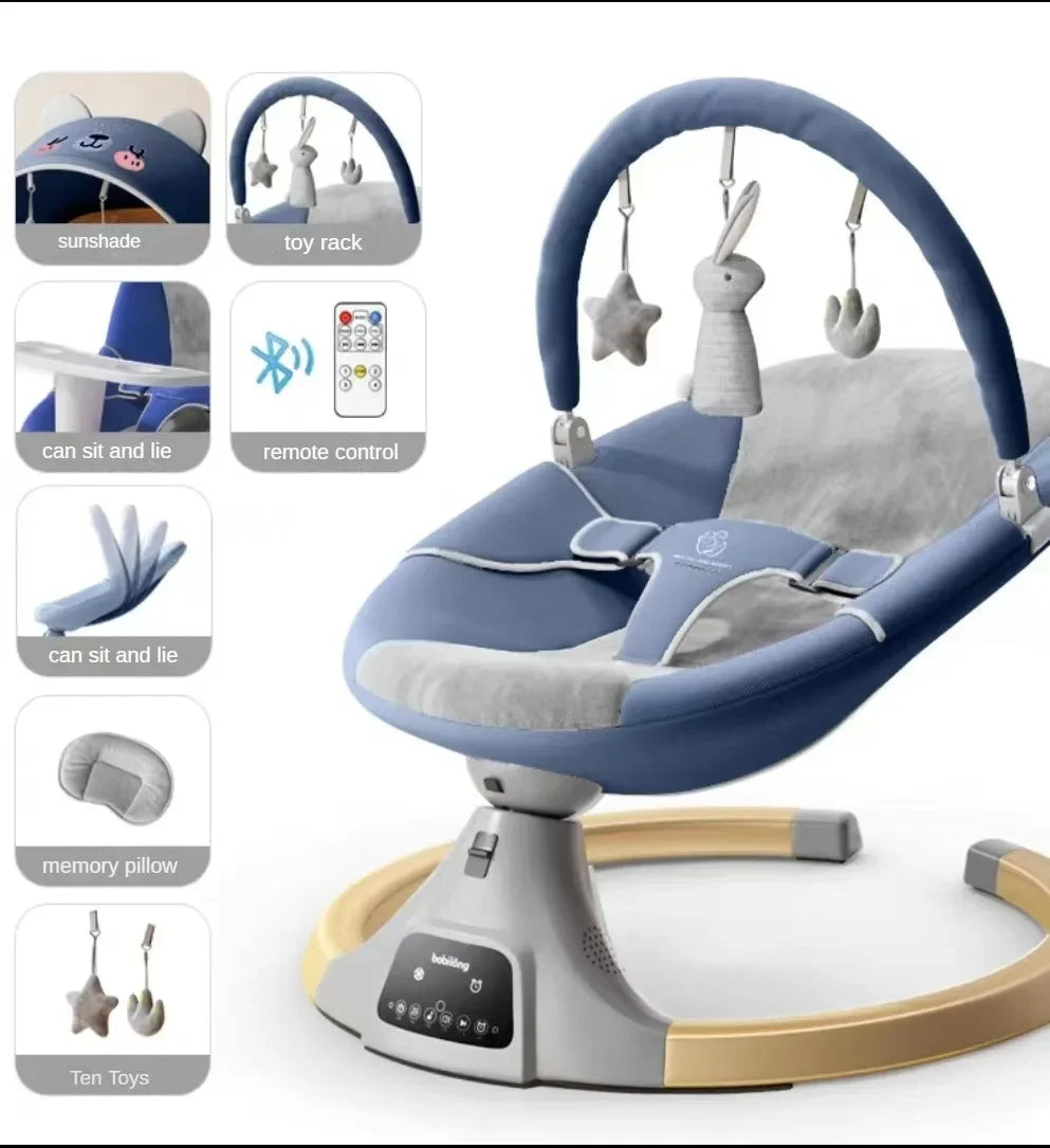 Chaise à bascule électrique apaisante pour bébé – Berceau multifonctionnel 0-36 mois | Les Petits Trésors Boutique