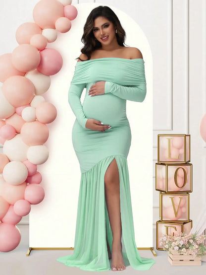 Robe Maternité Longue Élégance Royale – Séance Photo & Baby Shower