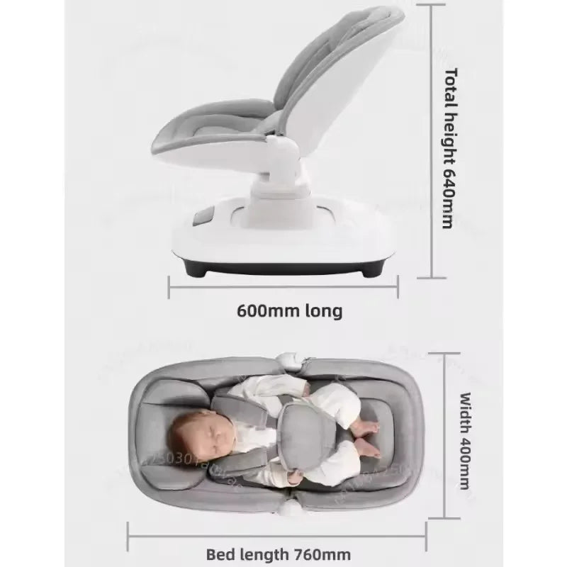 Chaise apaisante électrique connectée pour bébé – Transat à bascule de luxe avec application mobile (0–36 mois)