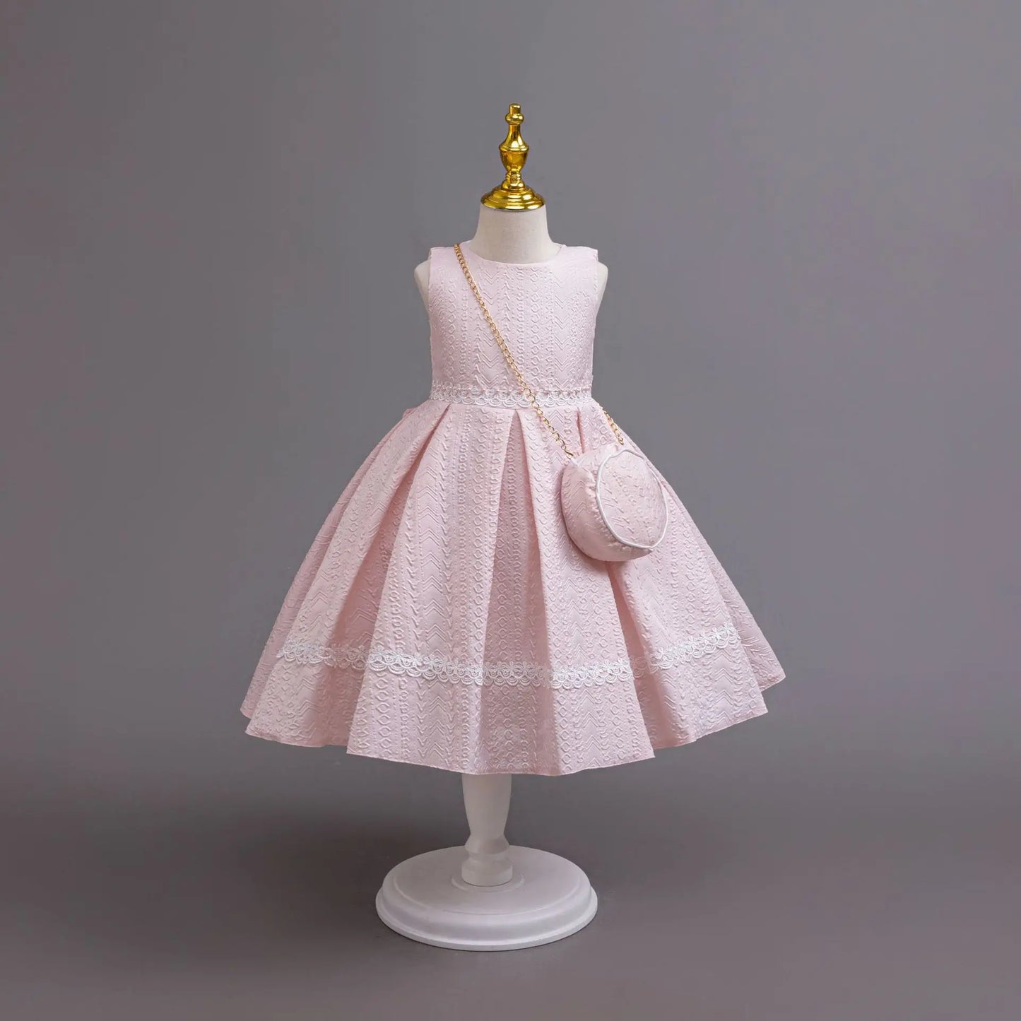 Robe Princesse Élégante Fille – Manches Longues avec Sac Assorti