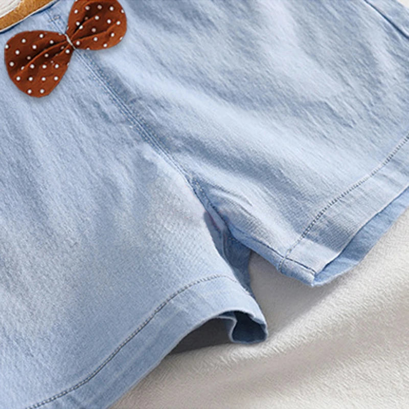 Salopette d’Été Bébé Garçon – Short en Denim avec Ourson