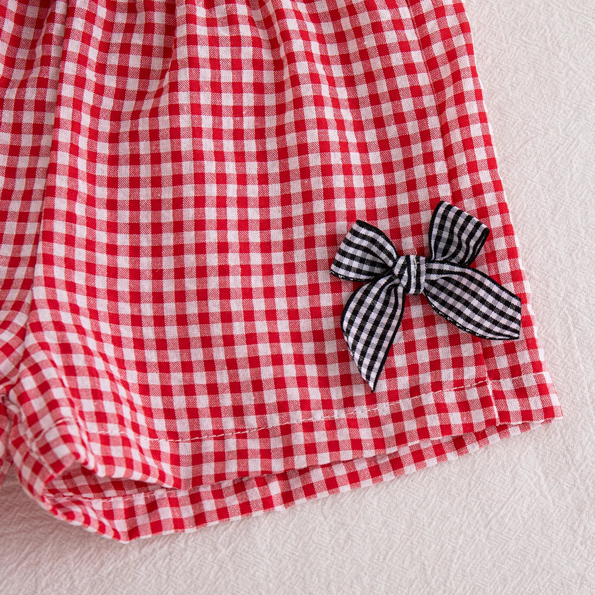 Ensemble Petite Princesse – Tenue d’Été Bébé Fille à Carreaux
