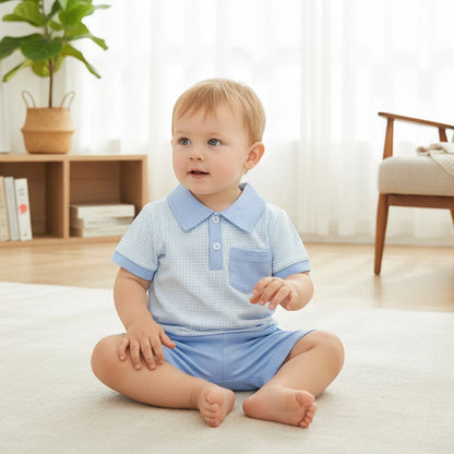 Ensemble bébé garçon élégant 2 pièces – Chemise à carreaux & short assorti (6 à 36 mois)