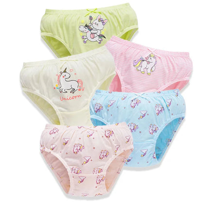 5 pièces/ensemble sous-vêtements pour fille coton mignon motif licorne petites filles culottes respirant confort enfants Hipster slips