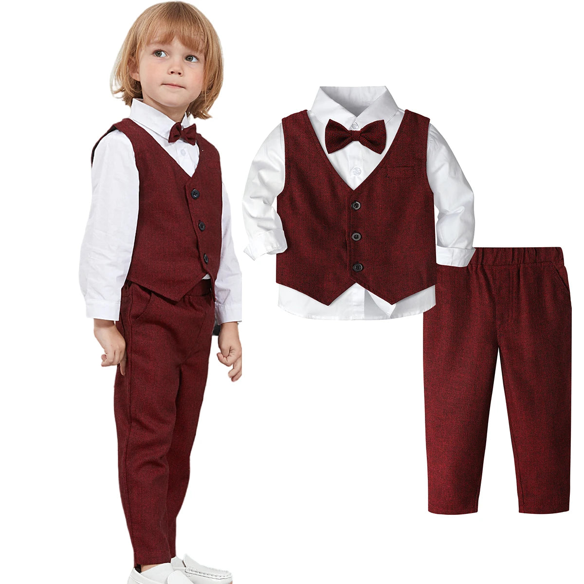 Garçons costume tenue ensemble enfant en bas âge vêtements de mariage enfants baptême pâques église vêtements infantile noël fête d'anniversaire cadeau noël 3 pièces