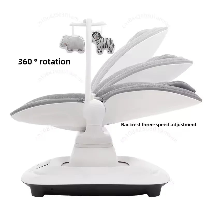 Chaise apaisante électrique connectée pour bébé – Transat à bascule de luxe avec application mobile (0–36 mois)