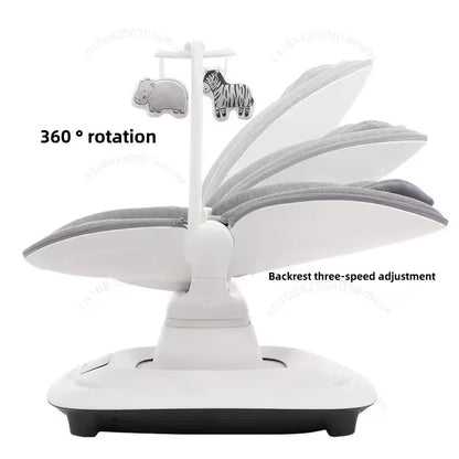 Chaise apaisante électrique connectée pour bébé – Transat à bascule de luxe avec application mobile (0–36 mois)