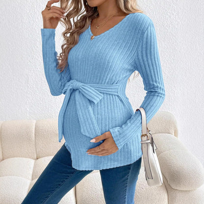 Haut de maternité élégant et confortable – Chandail grossesse doux avec ceinture | Collection Maman