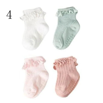 Lot de 4 Chaussettes Bébé Antidérapantes – Douces & Chaudes