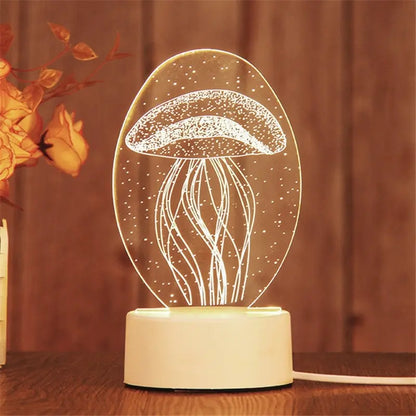 Veilleuse LED Acrylique 3D – Lampe de Chevet Décorative (Cadeau & Ambiance)