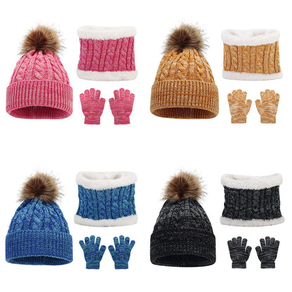 Ensemble Hiver Bébé 3 Pièces – Bonnet, Écharpe & Gants Chauds (Unisexe)