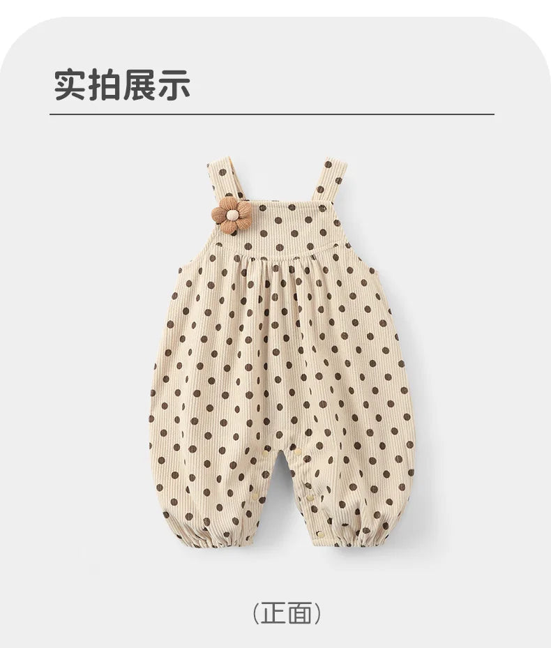 Salopette Bébé Unisexe à Pois – Style Vintage (1–3 ans)