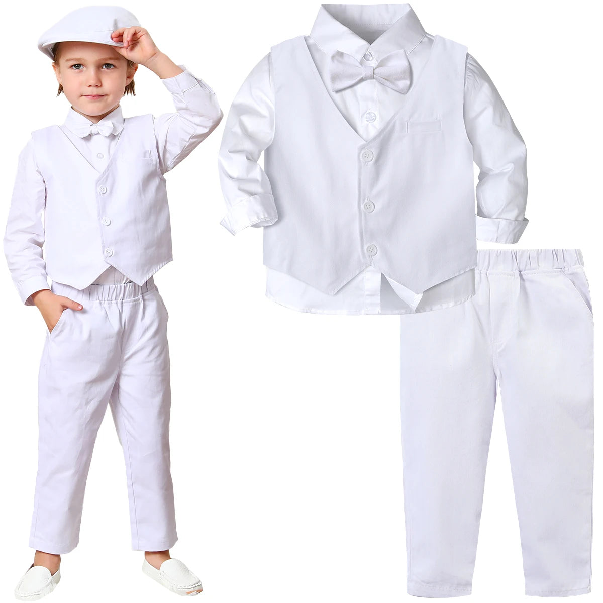 Garçons costume tenue ensemble enfant en bas âge vêtements de mariage enfants baptême pâques église vêtements infantile noël fête d'anniversaire cadeau noël 3 pièces