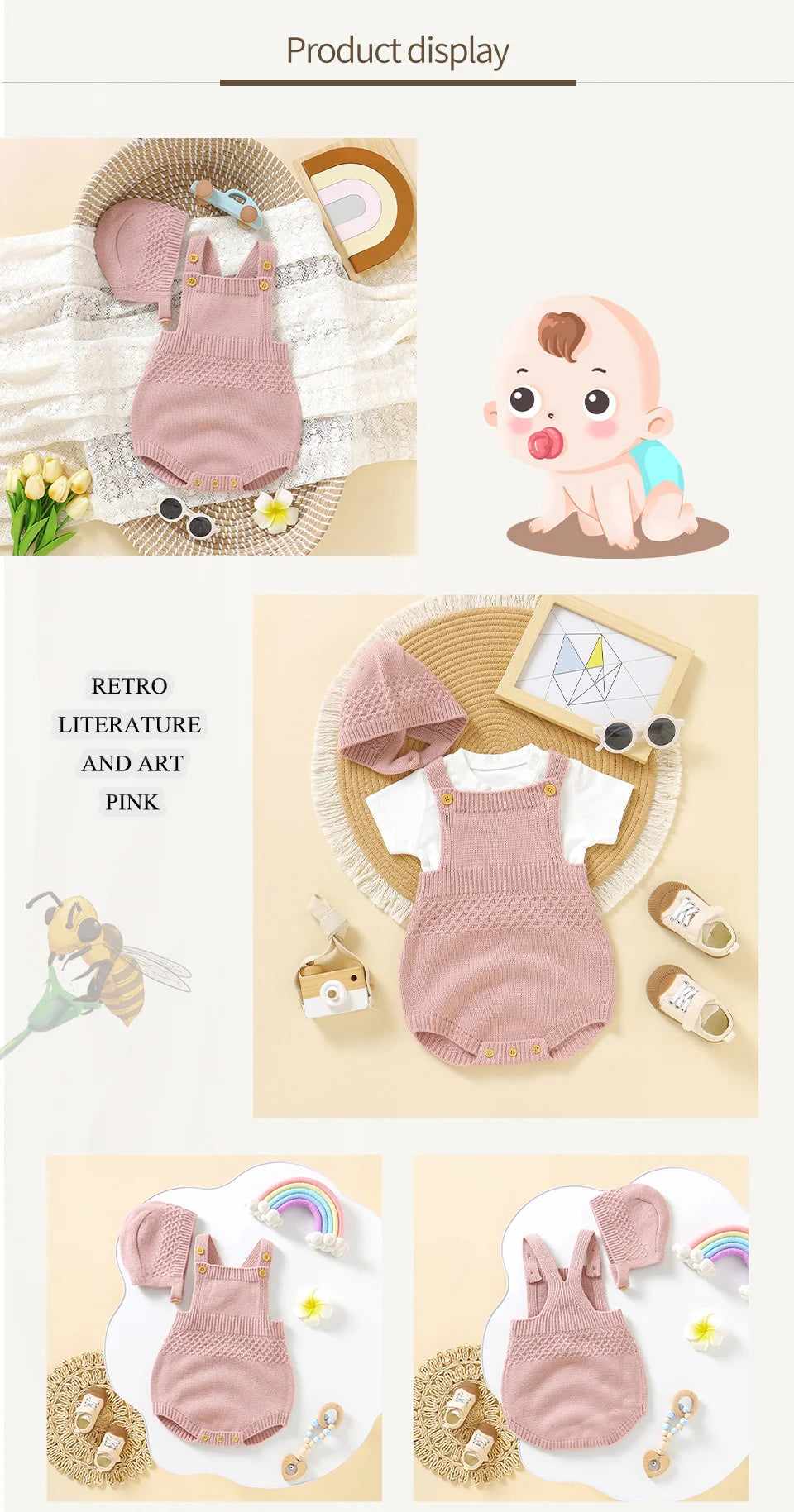 Ensemble Body Bébé Sans Manches & Bonnet – Tenue Douce Unisexe (2 pièces)