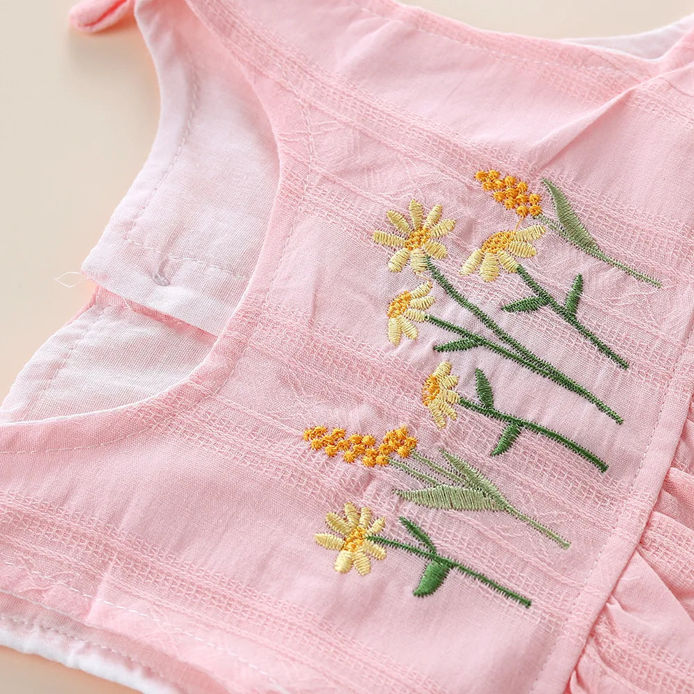 MILANCEL – Barboteuse d’été bébé fille à fleurs brodées (0 à 24 mois)