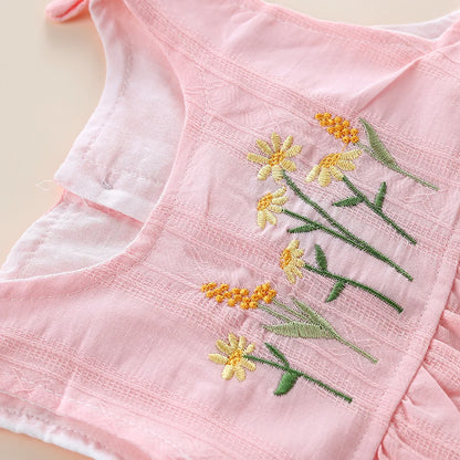 MILANCEL – Barboteuse d’été bébé fille à fleurs brodées (0 à 24 mois)