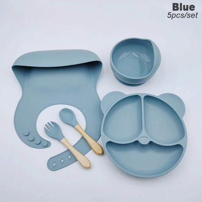 Vaisselle en silicone alimentaire pour bébé – Ensemble repas 8 pièces sans BPA, antidérapant et sécurisé