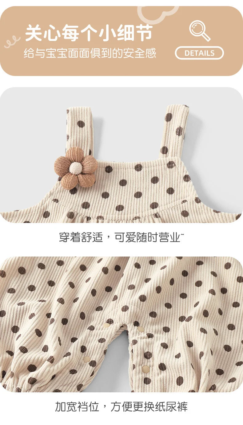 Salopette Bébé Unisexe à Pois – Style Vintage (1–3 ans)
