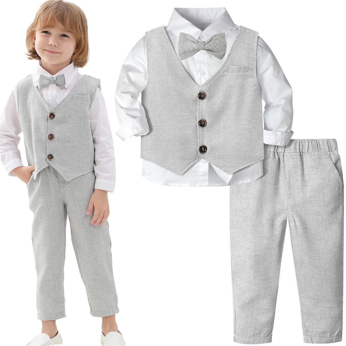 Garçons costume tenue ensemble enfant en bas âge vêtements de mariage enfants baptême pâques église vêtements infantile noël fête d'anniversaire cadeau noël 3 pièces