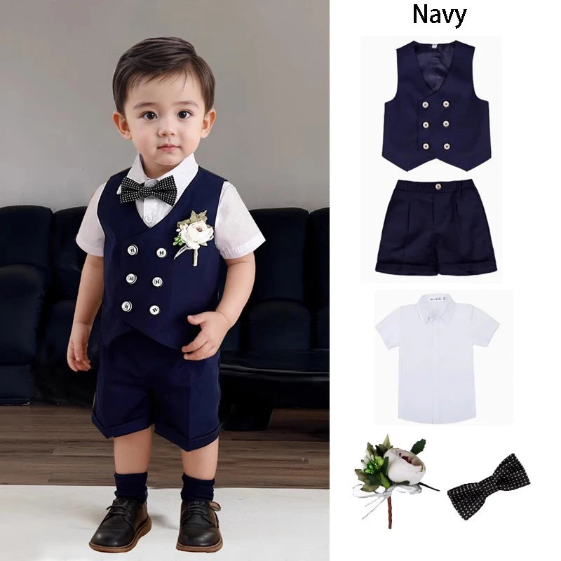 Costume gilet pour enfants printemps été garçons robe de mariée premier anniversaire de bébé garçon Costume de spectacle de piano enfants gilet pantalon
