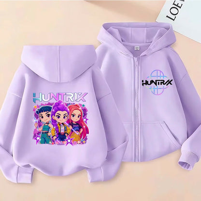 Sweat à Capuche Zippé Enfant – Style K-Pop Moderne (7–12 ans)
