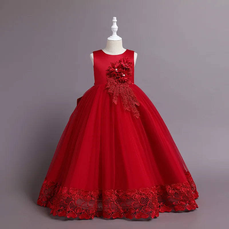 Robe de Princesse en Tulle & Dentelle – Cérémonie & Fête pour Fille (7–13 ans)