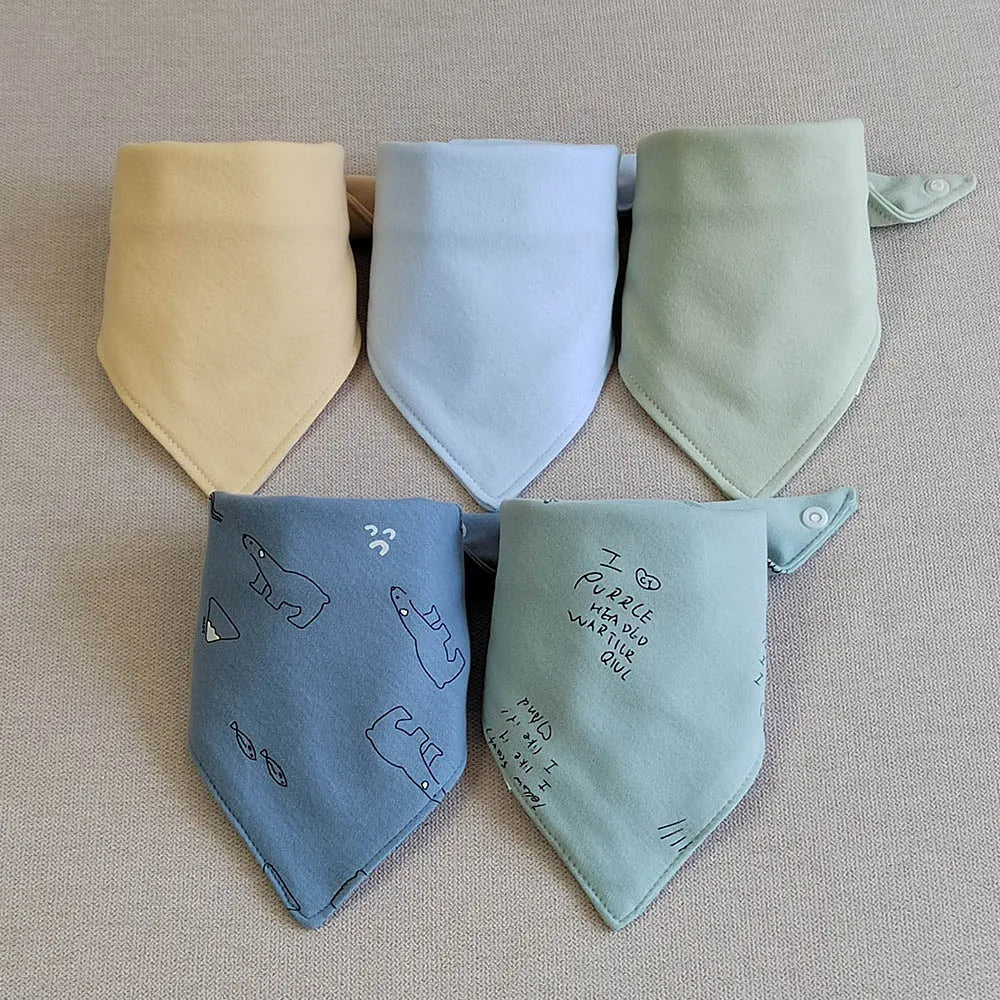 Lot de 5 Bavoirs Bandana en Coton pour Bébé – Bavoirs Absorbants et Doux