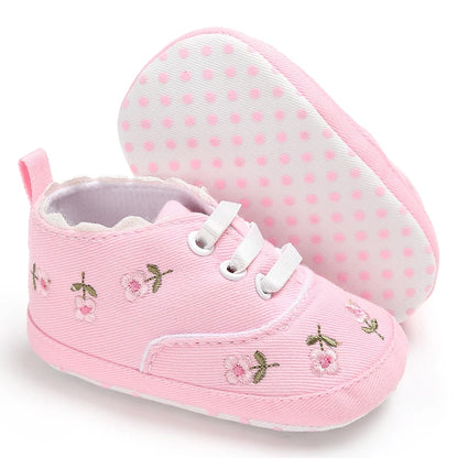 Chaussures premiers pas bébé fille – Semelle souple antidérapante – Fermeture scratch (0–12 mois)