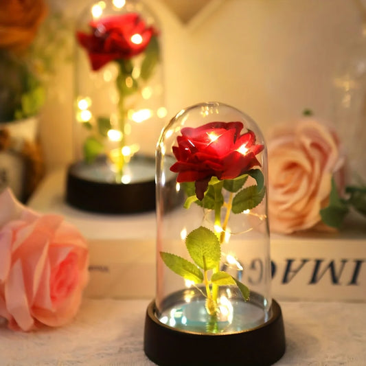 Rose Éternelle Lumineuse – Cloche Élégante (Cadeau Amour & Décoration)