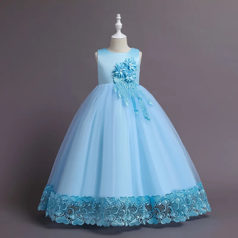 Robe de Princesse en Tulle & Dentelle – Cérémonie & Fête pour Fille (7–13 ans)