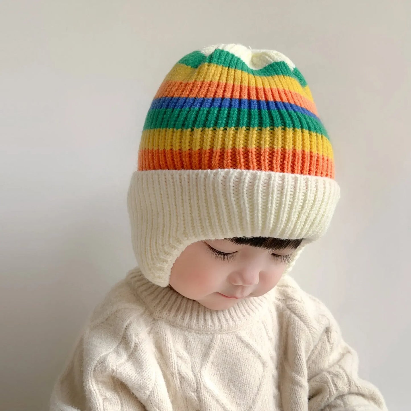 Bonnet d’Hiver Bébé Ourson – Bonnet Chaud Tricoté Unisexe pour Enfant