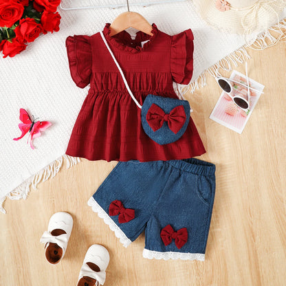 Ensemble Petite Princesse – Tenue Chic 3 Pièces avec Sac Assorti