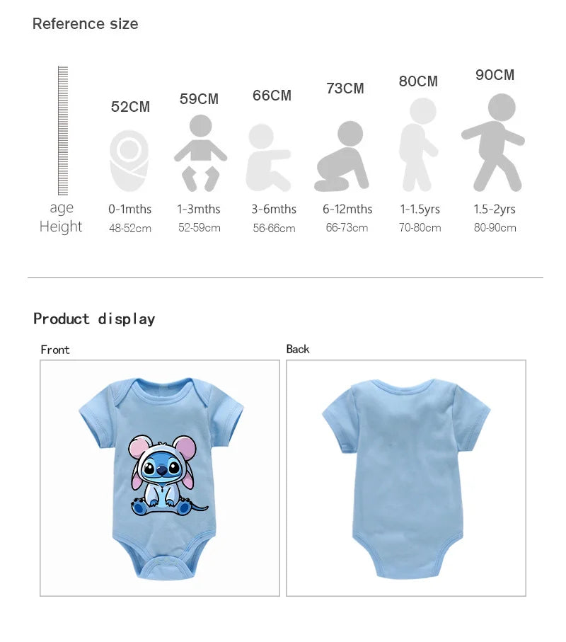 Body bébé 100 % coton – Onesie manches courtes, imprimé dessin animé, tenue d’été