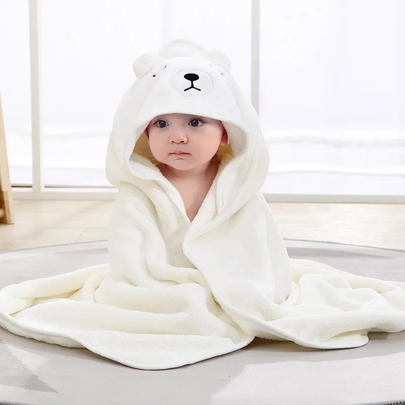 Serviettes de bain pour bébé, animaux de dessin animé, douces, à capuche, pour nouveau-né, couverture, peignoir pour tout-petits, lange d'emmaillotage chaud pour garçons et filles