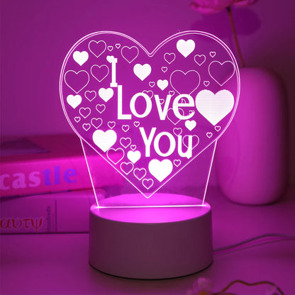 Veilleuse 3D “I Love You” – Lumière Romantique Élégante (Cadeau Saint-Valentin)