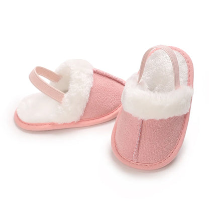 Pantoufles bébé coton doublées – Chaudes & confortables – Semelle douce (0–18 mois)