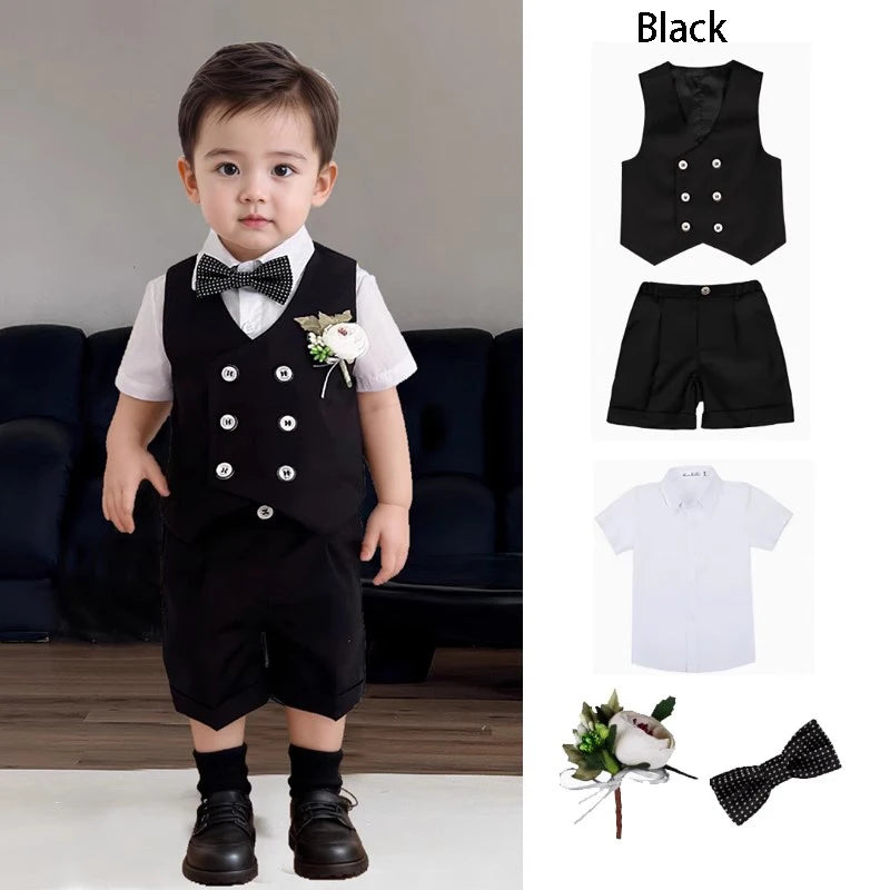 Costume gilet pour enfants printemps été garçons robe de mariée premier anniversaire de bébé garçon Costume de spectacle de piano enfants gilet pantalon