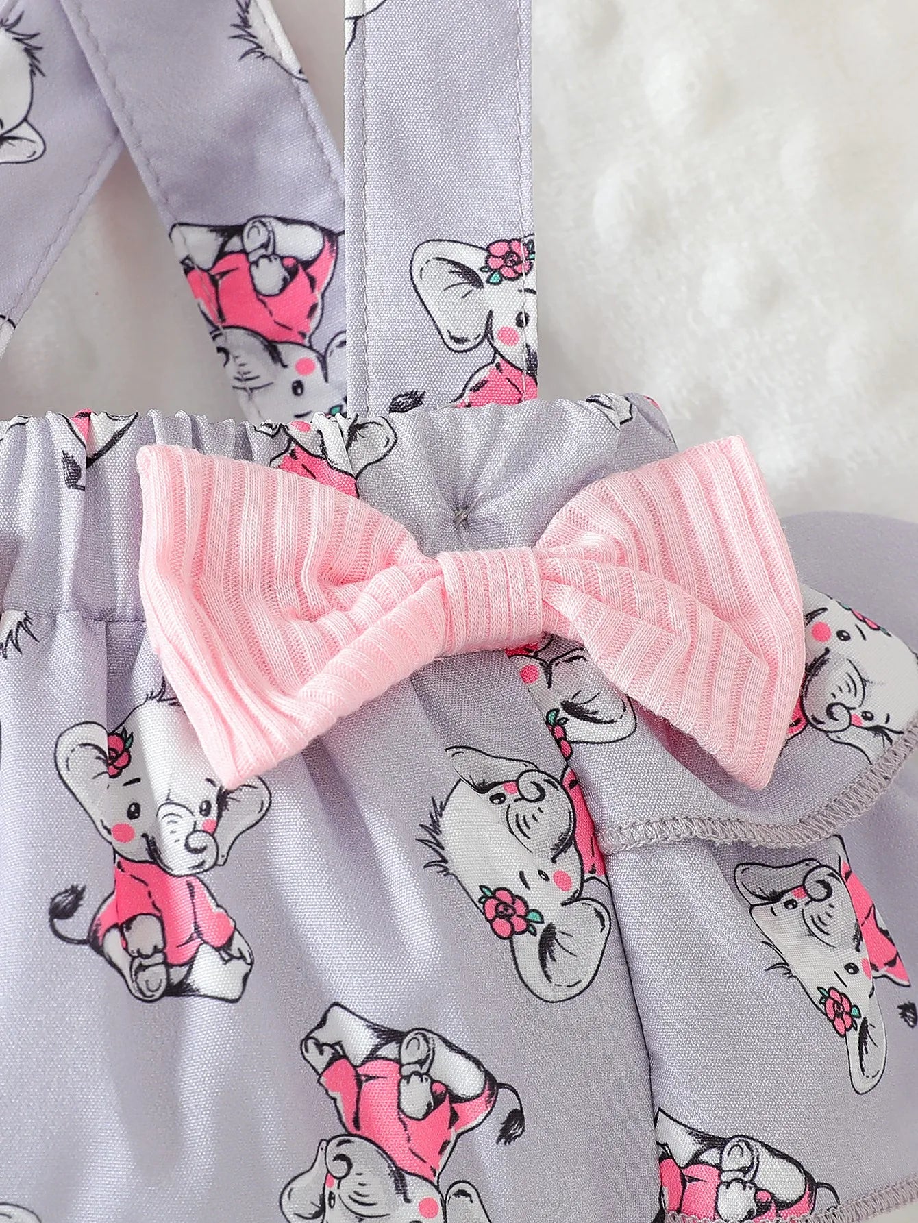 Ensemble Bébé Fille “Éléphant Douceur” – T-shirt Rose + Salopette + Bandeau (3 pcs) | 0–12 mois
