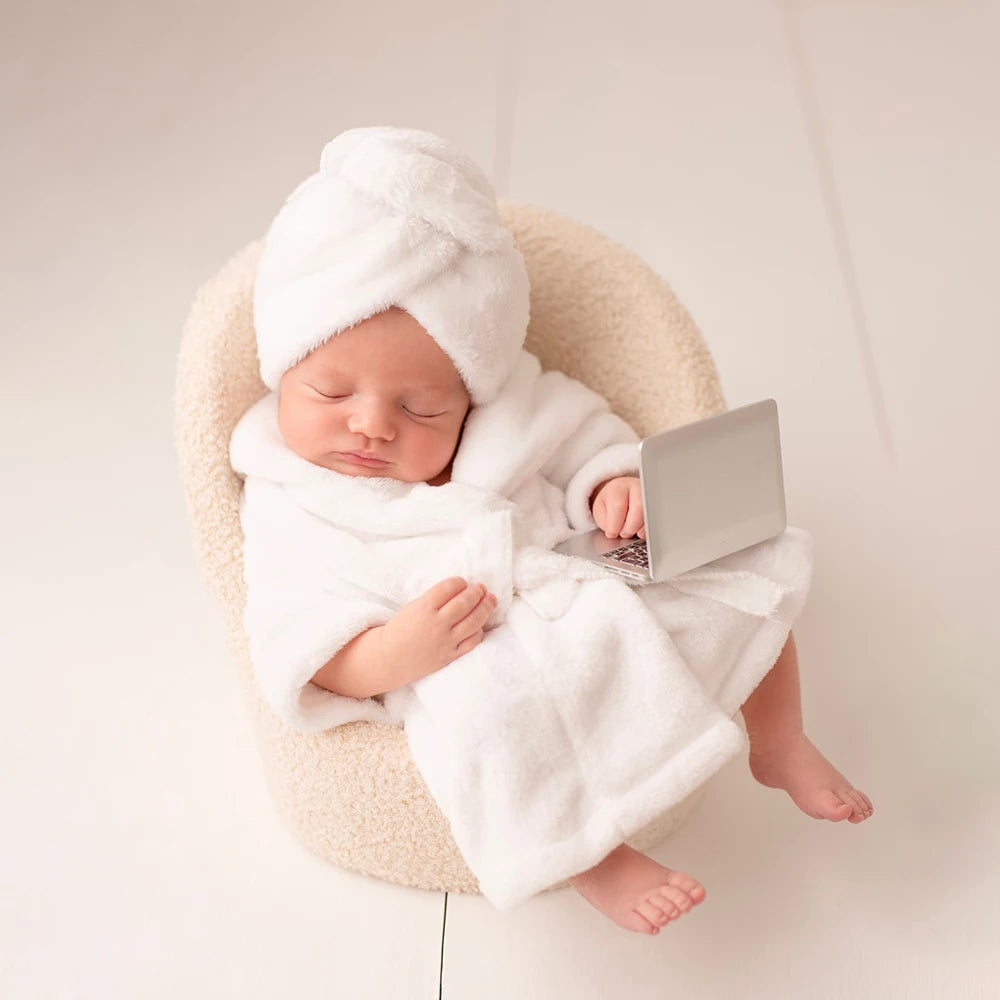 Ensemble Photo Nouveau-Né – Peignoir et Écharpe pour Bébé (0-1 mois)