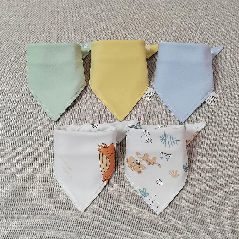 Lot de 5 Bavoirs Bandana en Coton pour Bébé – Bavoirs Absorbants et Doux