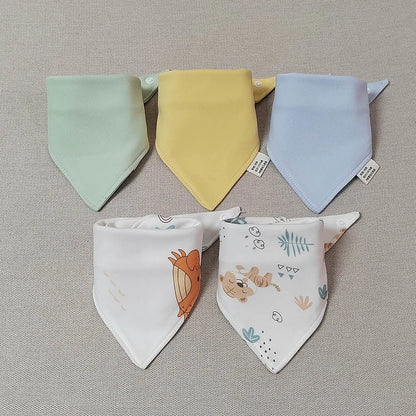Lot de 5 Bavoirs Bandana en Coton pour Bébé – Bavoirs Absorbants et Doux