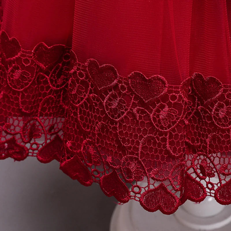 Robe de Princesse en Dentelle & Fleurs – Cérémonie Élégante pour Fille